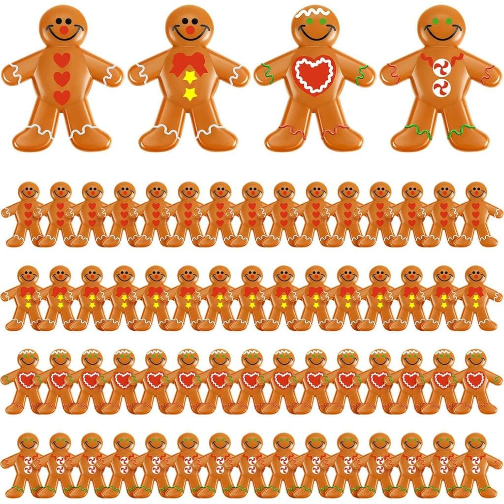 100 Pcs Christmas Gingerbread Man Ornaments Bulk PVC Gingerbread Figurines Mini Christmas Decor Ornaments for Party Deco
