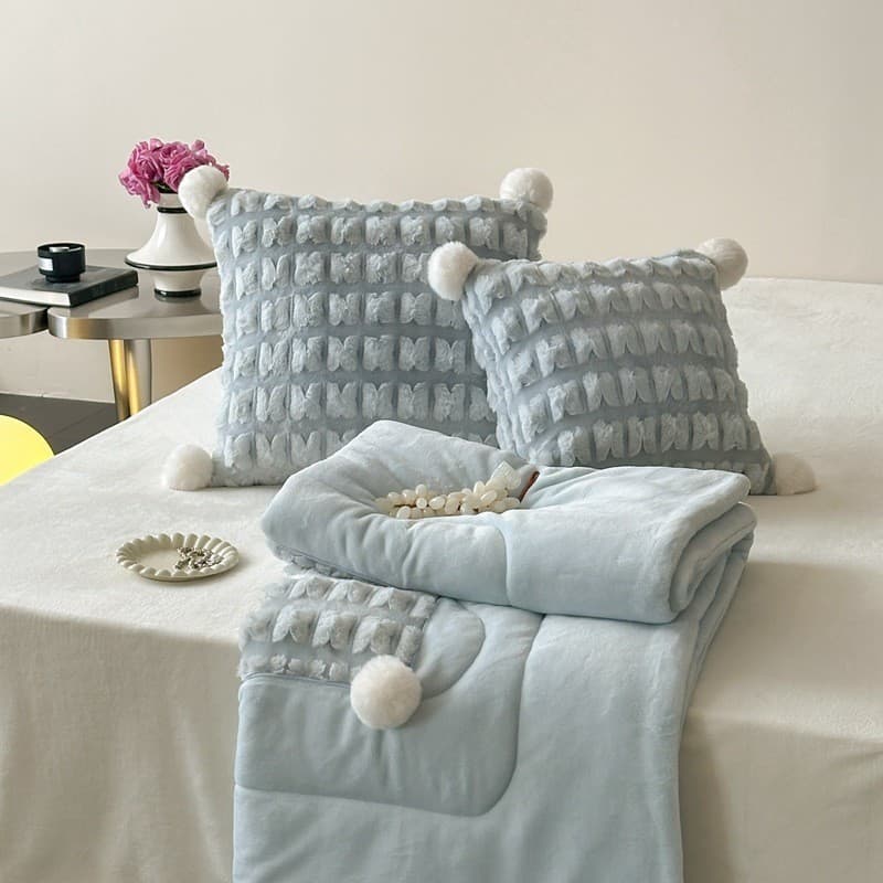 Almofada e cobertor dois em um de veludo macio para o inverno, ideal para sonecas no escritório, como almofada para carr