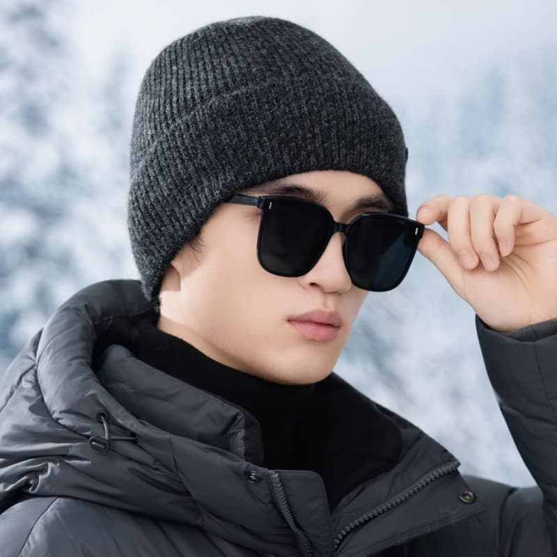Chapéu quente de inverno masculino forro de lã engrossado proteção de ouvido chapéu de lã ao ar livre ciclismo esqui mon