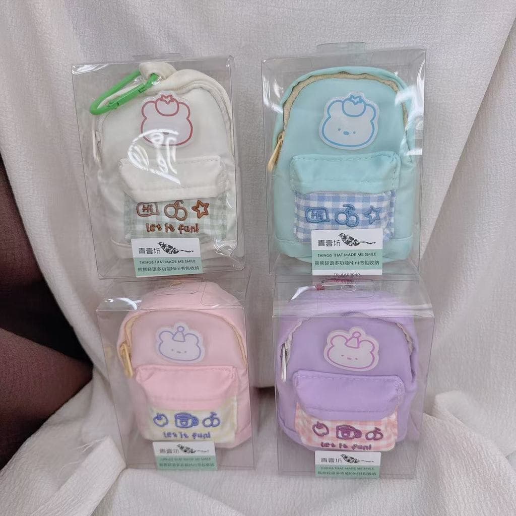 Qingyifang urso sussurro multifuncional mini saco de armazenamento moeda bolsa pingente estudante mini zíper moeda saco
