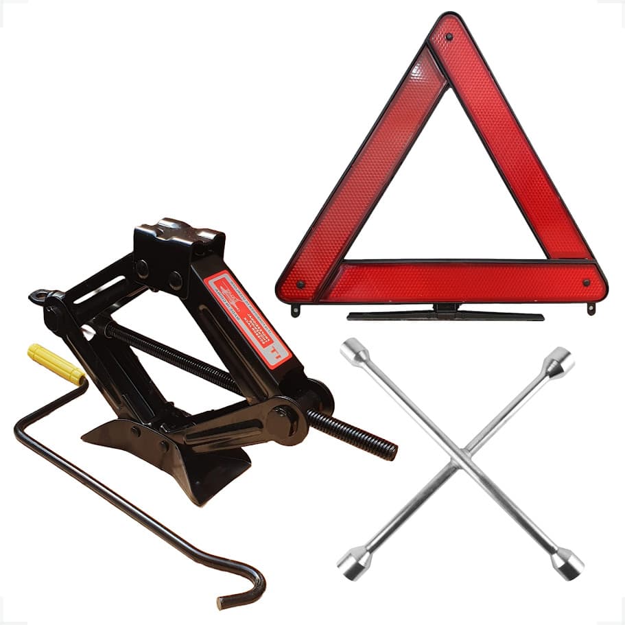 Kit Macaco 1 Ton Sanfona+ Triângulo Sinalizaçao + Chave Roda