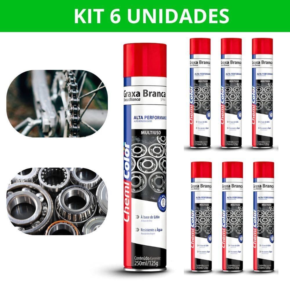 Kit 6 Graxa Spray Chemicolor 250ml Proteção Contra Ferrugem E Atrito