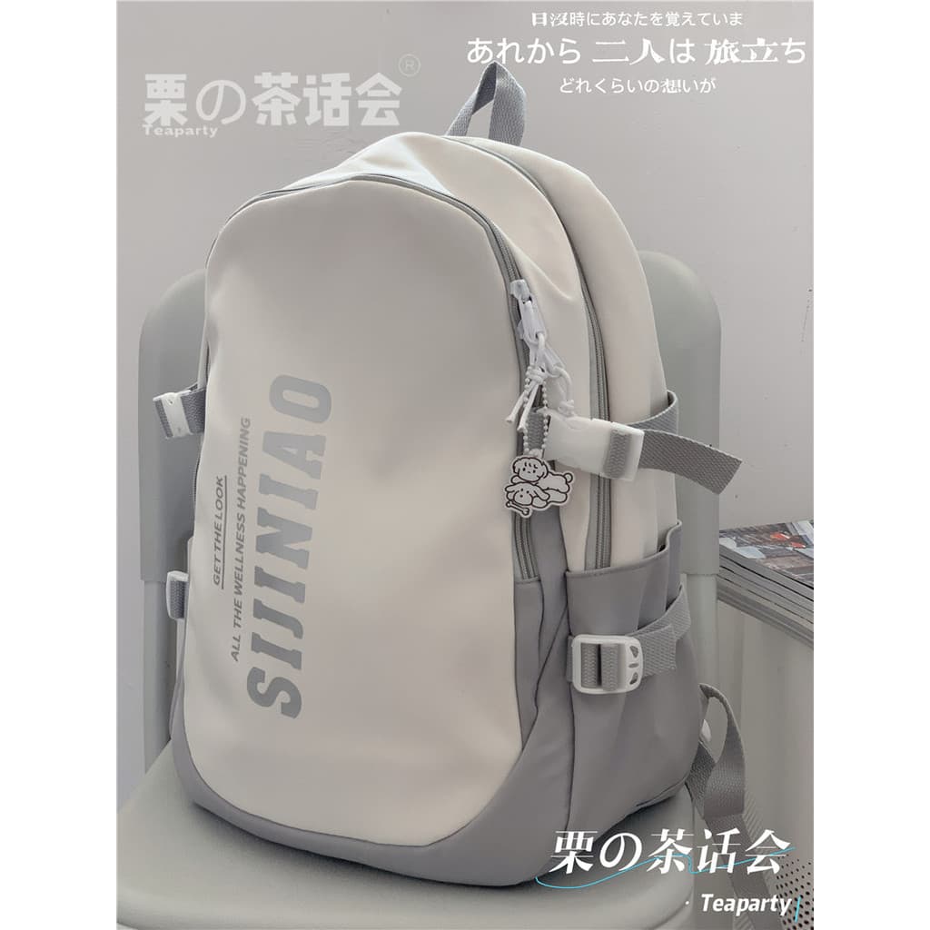 Hong Kong 2026 novo estilo mochila feminina ins simples mochila de grande capacidade masculino estudante do ensino médio