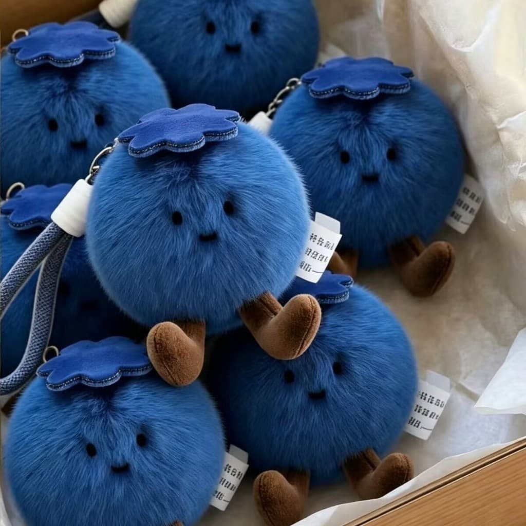 Bonito Fofo Mirtilo Pelúcia Chaveiro Para Afastar Mau Sorte Brinquedo Macio Boneca Saco Pingente Decoração Amigo