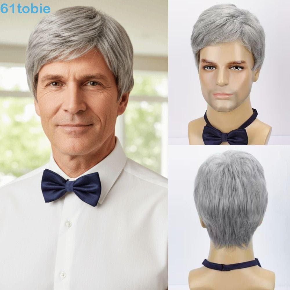 TOBIE Moda Cabelo Curto Masculino , Perucas Sintéticas Cosplay Natural , Peruca Curta E Reta Bonita