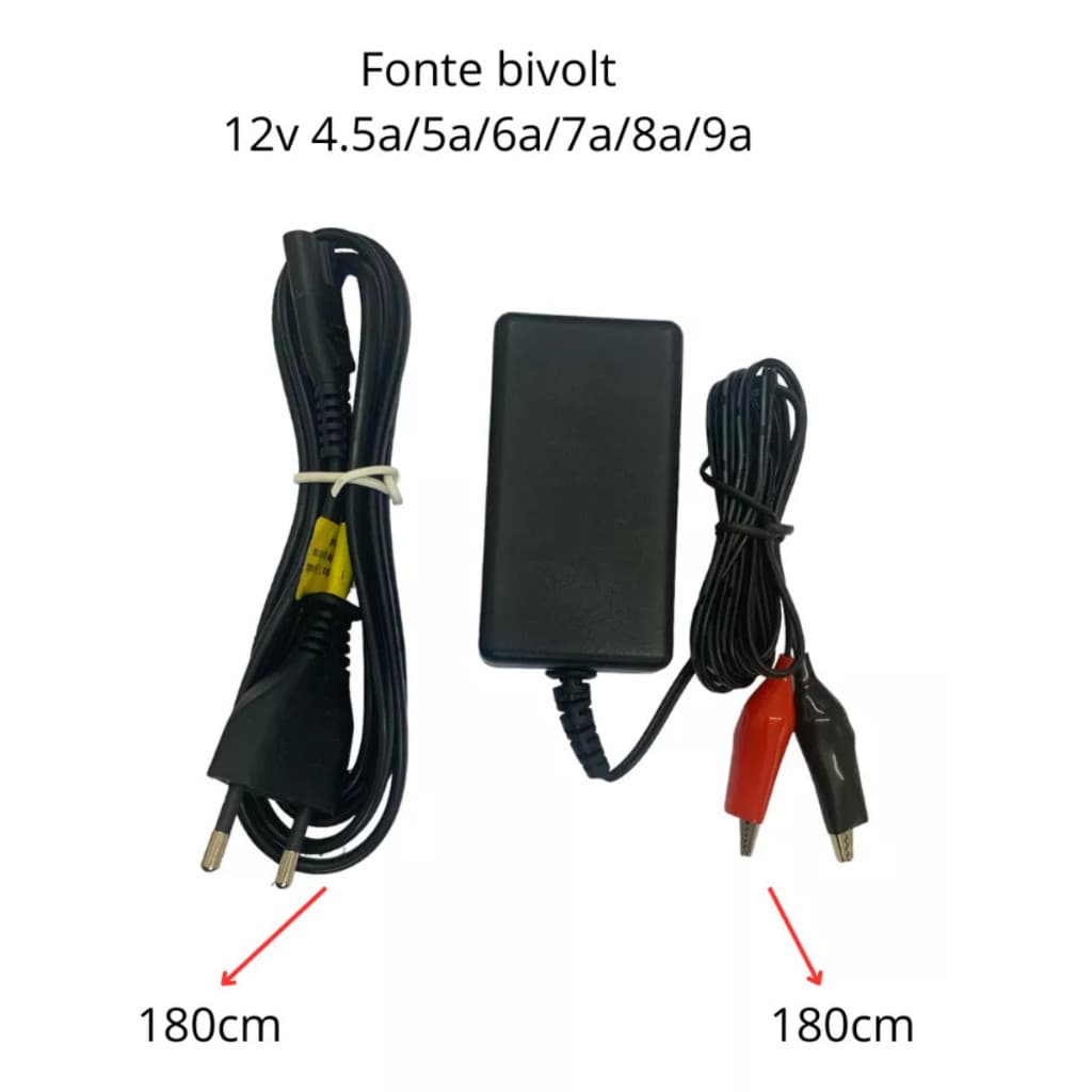Carregador Bateria De Chumbo 12v 7a/8a/9a Com Garra Jacaré