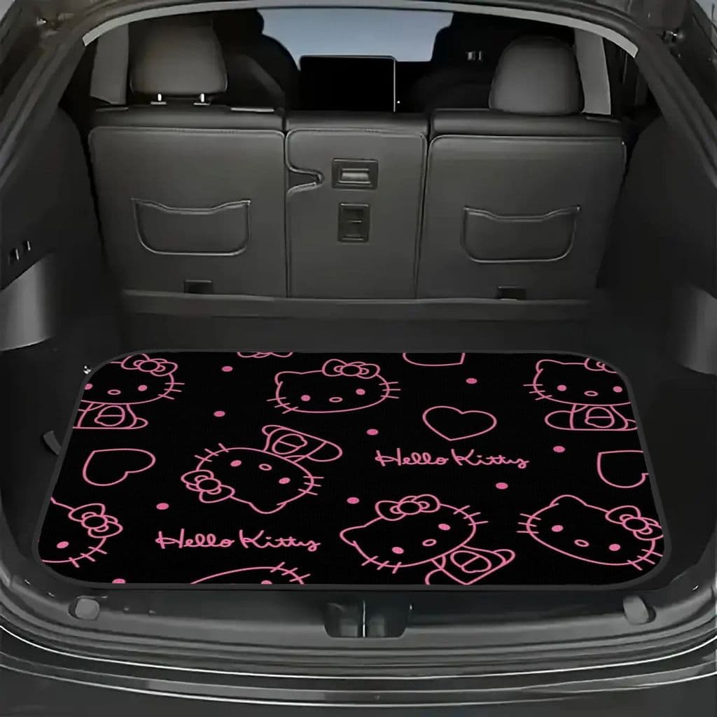 Tapete de porta-malas de carro Hello Kitty de 1 peça, tapete de porta-malas antiderrapante e fácil de limpar, tapete de