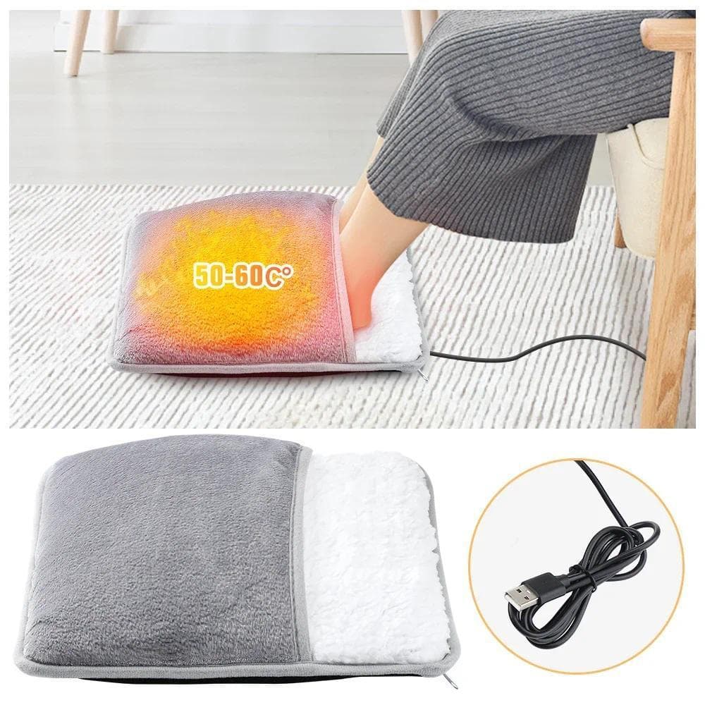 Almofada de aquecimento elétrico portátil USB para pés, Pelúcia Macia e Lavável para Conforto em Casa