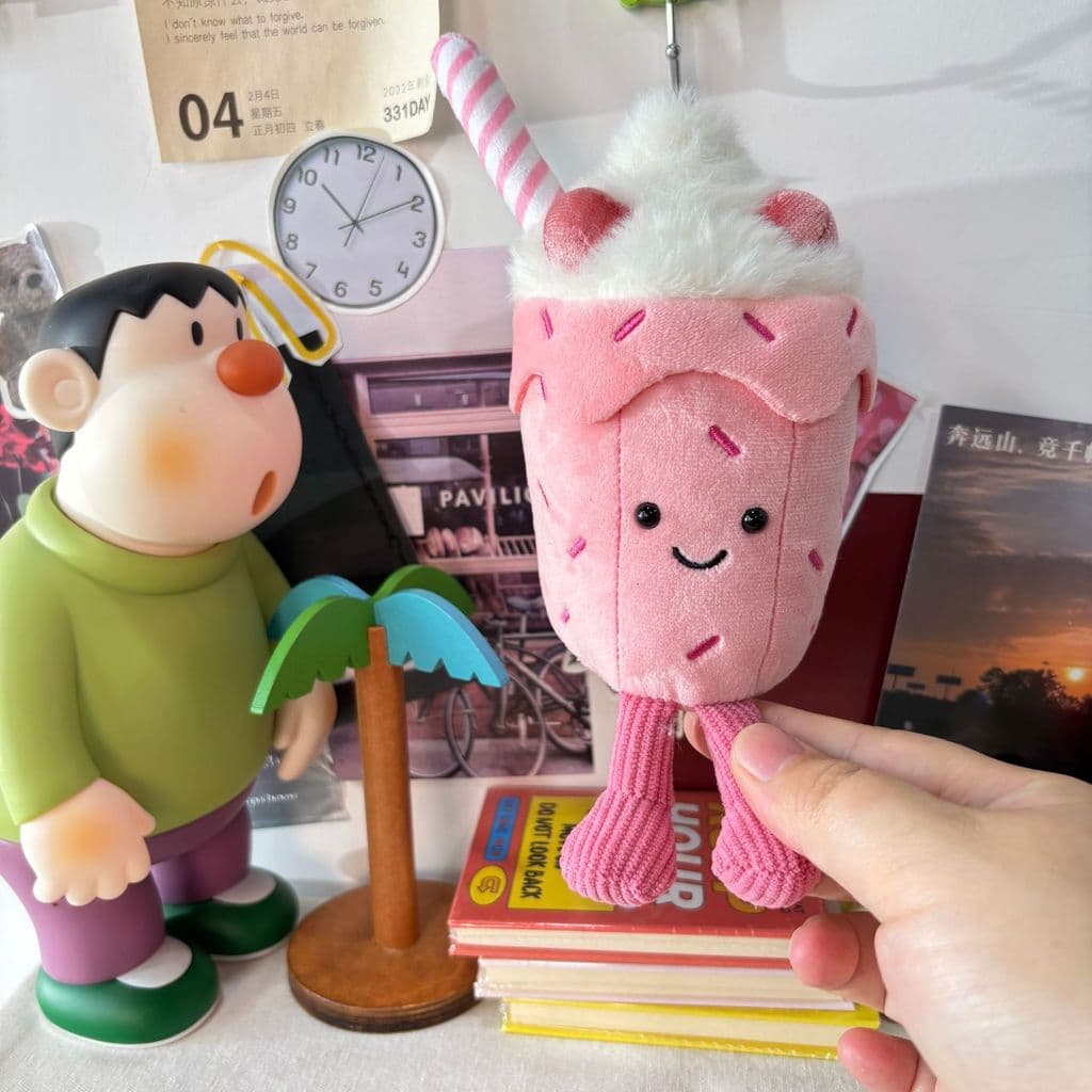 Copo de limão morango Milkshake chaveiro pingente saco bonito boneca de pelúcia brinquedo mochila boneca presente