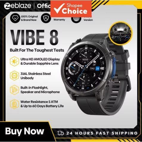 Zeblaze Vibe 8 - Smartwatch com display AMOLED 1.43, monitoramento cardíaco e pressão arterial, múltiplos modos