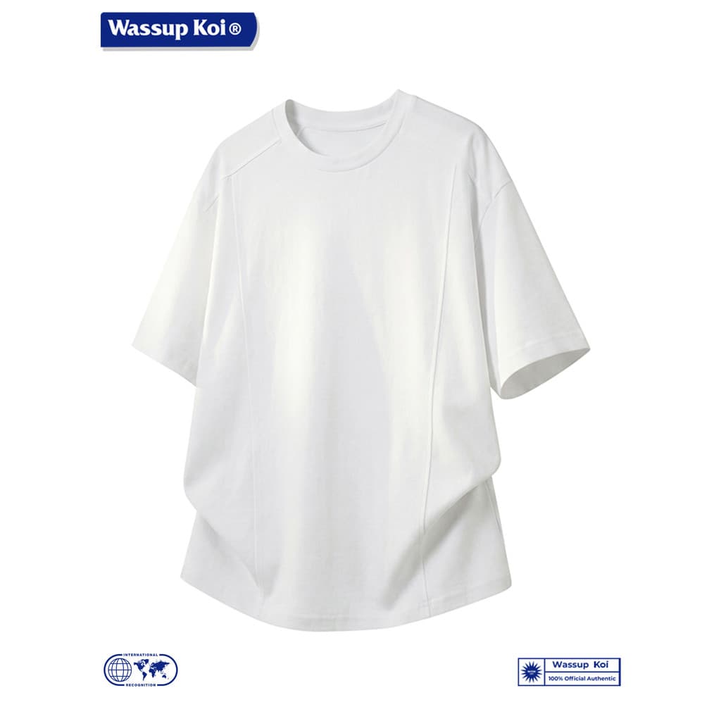 WASSUP KOI Estilo Simples Camiseta de Manga Curta Masculina Solta Contraste Cor Costura All-Match Top Verão Masculino Di