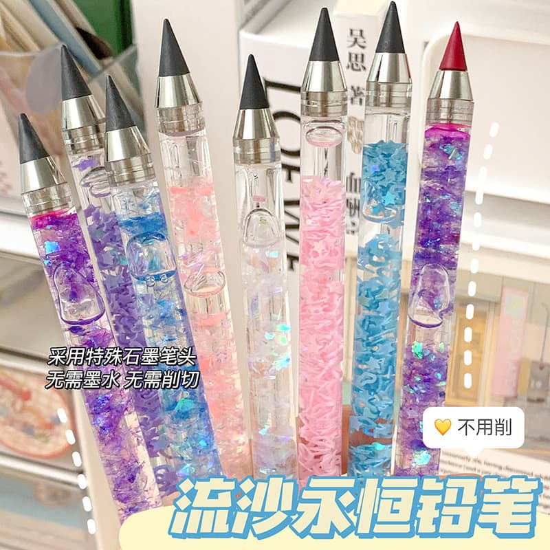 Ins estilo Glitter lápis bonito tecnologia preta sem tinta lápis eterno não pode escrever infinito não há necessidade de