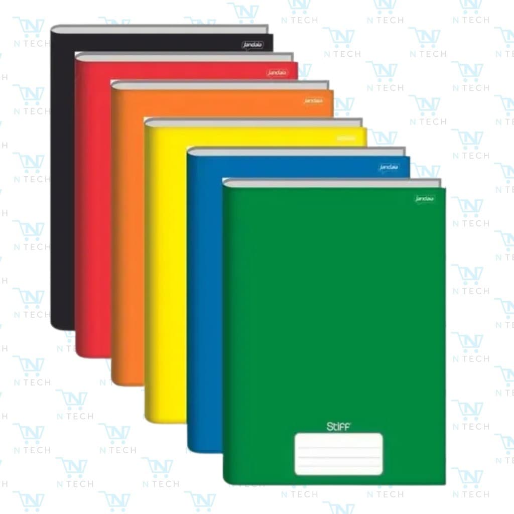 Kit 10 Cadernos GRANDES Jandaia Stiff 48 Folhas – Capa Dura Escolar CORES