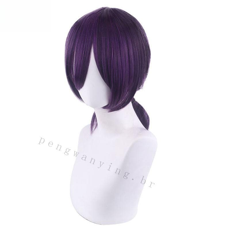 Peruca Cosplay Motosserra Man Reze , De Cabelo Sintético Com Rabo De Cavalo Roxo , Perucas Para Dramatização E Festivais