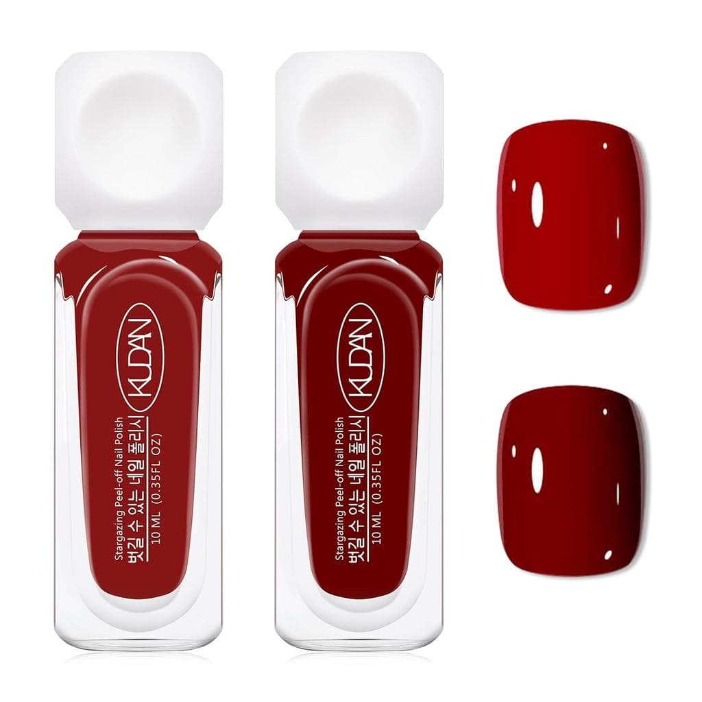 2 Peças de Esmalte Vermelho Borgonha, Série Vermelha, Esmalte de Secagem Rápida, à Base de Água, Duradouro, Adequado par