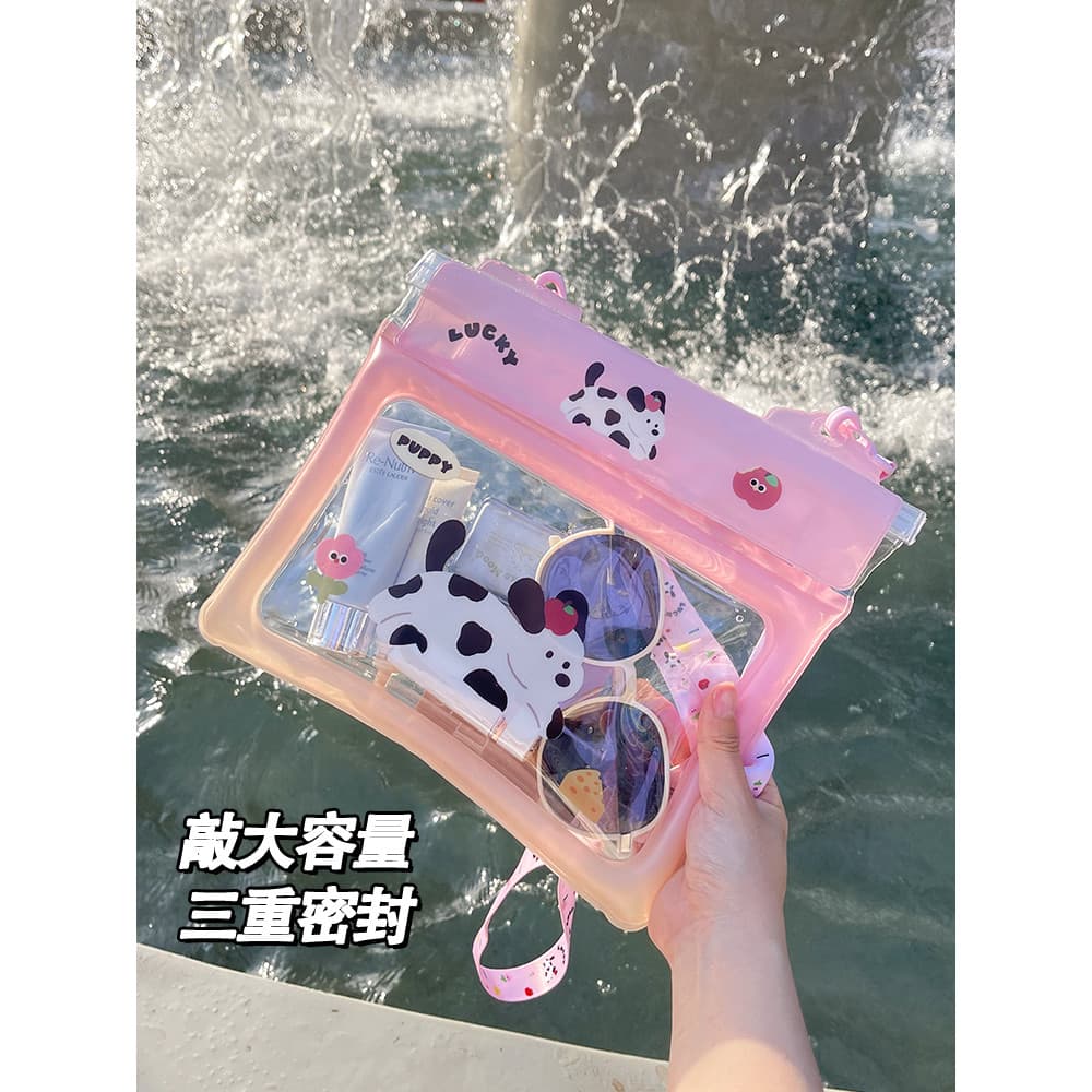 Bonito saco à prova dwaterproof água do telefone móvel grande capacidade transparente tela de toque capa Diagonal saco d