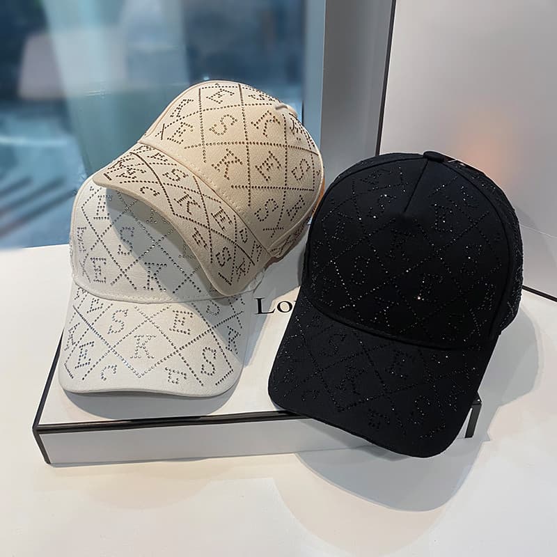2026 novo estilo versão coreana chapéu de beisebol feminino strass carta chapéu de sol primavera verão protetor solar Al
