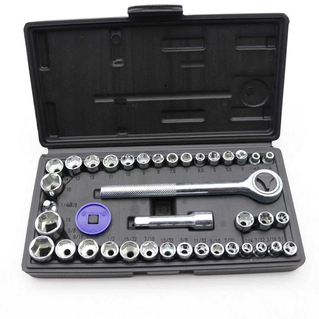 Chave de soquete de vendas diretas da fábrica, conjunto de 40 peças, carro, motocicleta, reparo, caixa de ferramentas, c