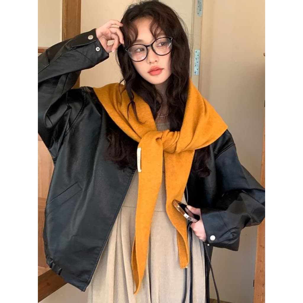 Cashmere grande triângulo cachecol de malha xale dupla utilização cor sólida 2024 novo estilo primavera outono xale mant