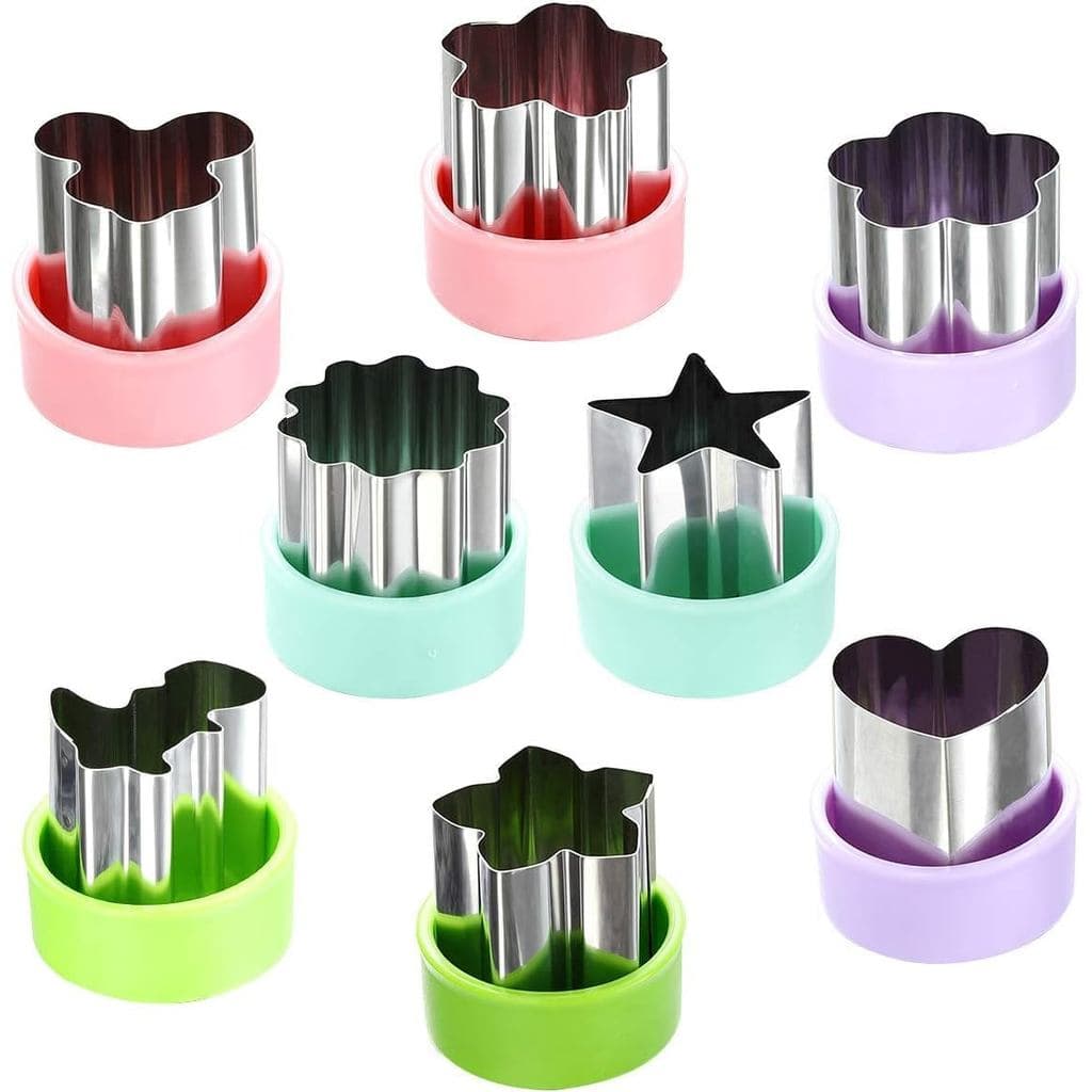 Conjunto de Cortadores de Legumes (8 Peças) – Cortadores Mini de Aço Inoxidável de 1,5" para Biscoitos e Frutas para Cri