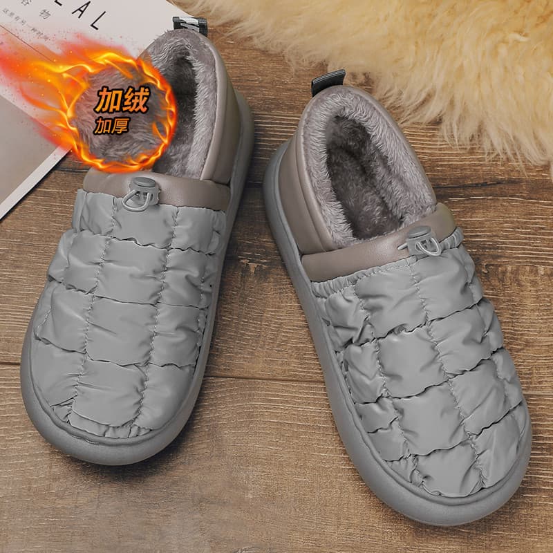 Chinelos de algodão masculino inverno velo-velo quente engrossado sola macia casa interior calcanhar-coberto sapatos de