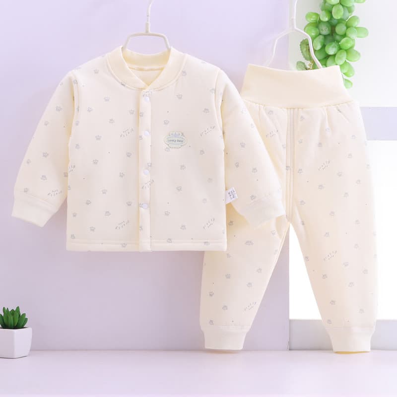 Roupas acolchoadas infantis outono inverno quente acolchoado terno engrossado Close-fitting bebê virilha aberta roupas d