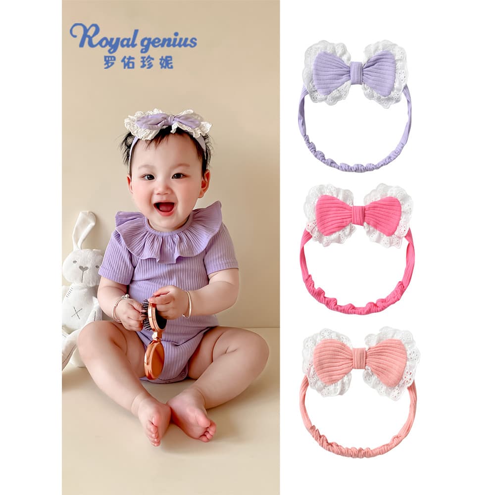 Crianças acessórios para o cabelo meninas arco rendas princesa acessórios bebê bonito rosa Super germinação bandana All-