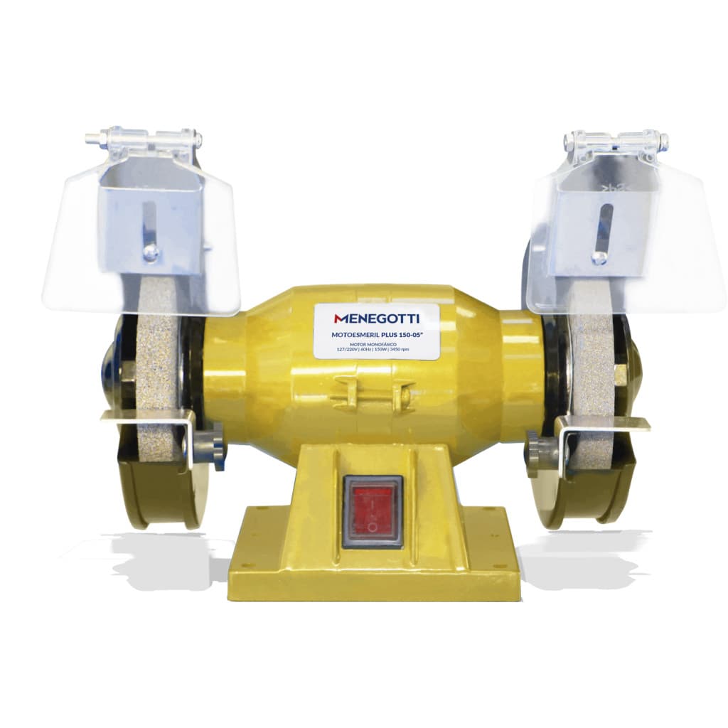 Motoesmeril Bancada Menegotti 150W Bivolt Com Rebolos Para Afiação Desbaste E Acabamento Pro