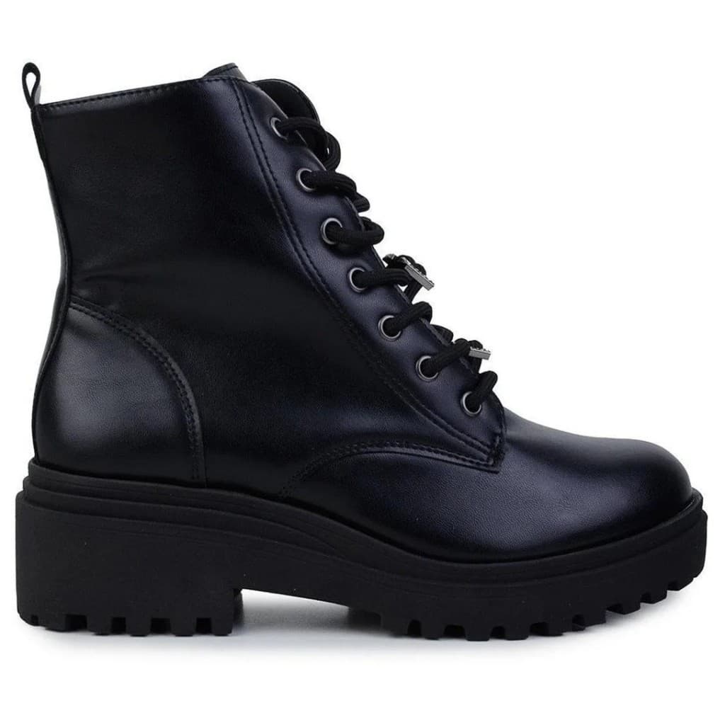 Coturno Via Marte Feminino Salto Tratorado Baixo Macio Preto Moda Blogueira 009014-01