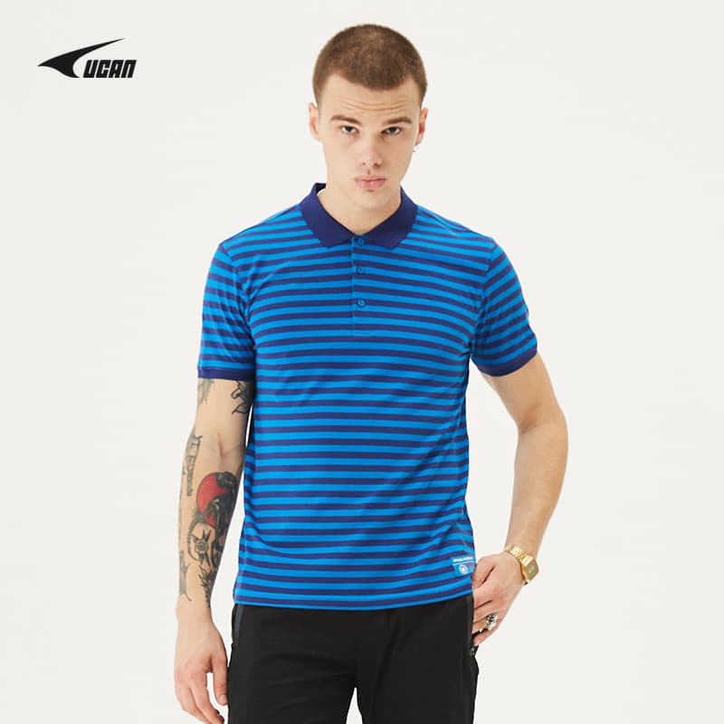 UCAN UCAN Camiseta Esportiva Masculina Novo Estilo Preto Branco Listrado Casual Manga Curta Camisa POLO Slim-fit