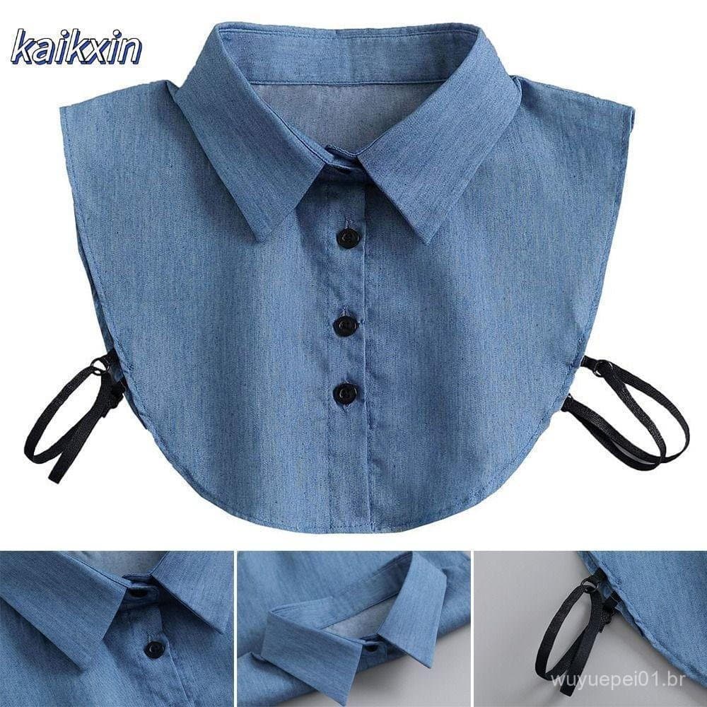 KAIKXIN Acessórios De Roupas Moda Algodão Blusa Clássica Gola Falsa