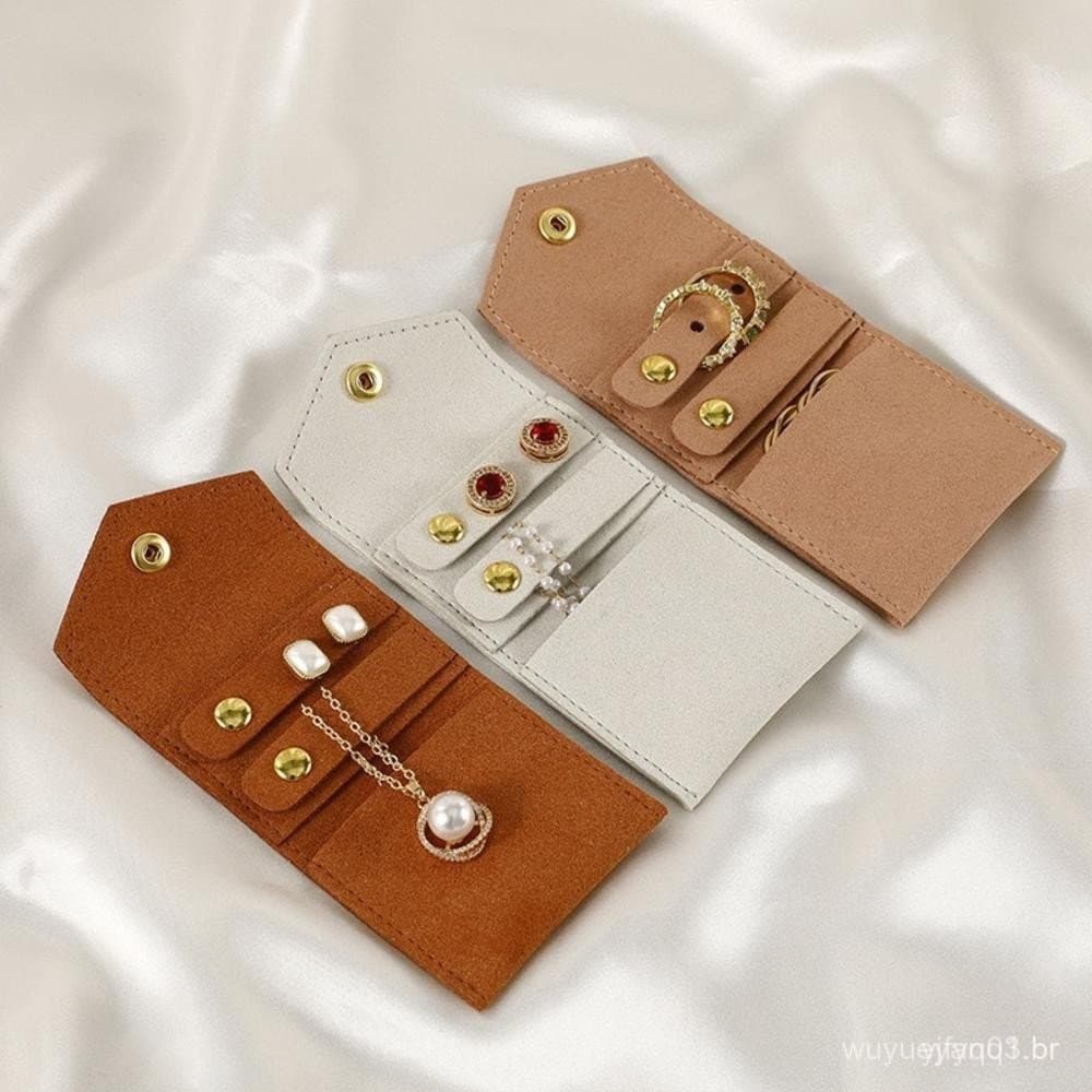 Mini Caixa de Armazenamento de Joias Dobrável em Couro PU - Ideal para Anéis, Colares, Brincos e Pulseiras