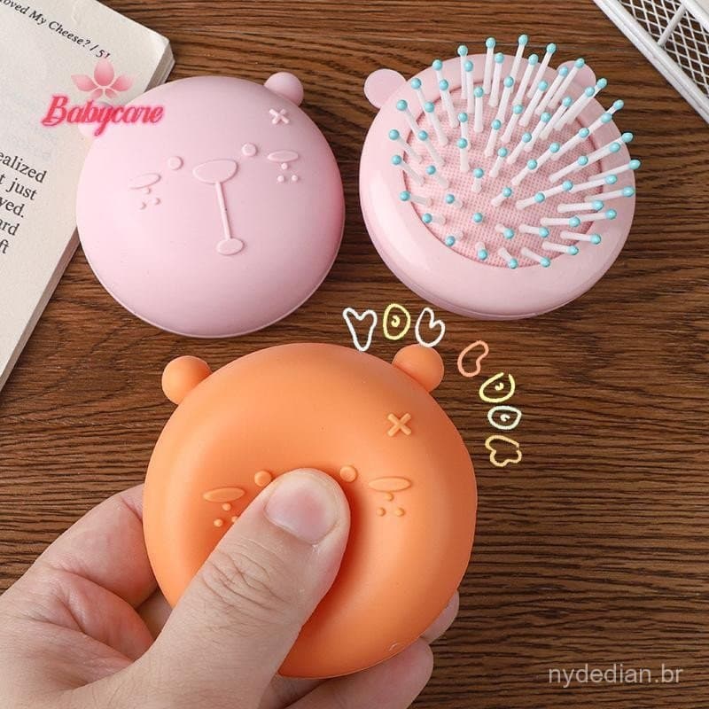 Urso Dos Desenhos Animados Mini Bonito Cabeça Massageador Saco De Ar Hairb Redondo Almofada Portátil Ferramenta D