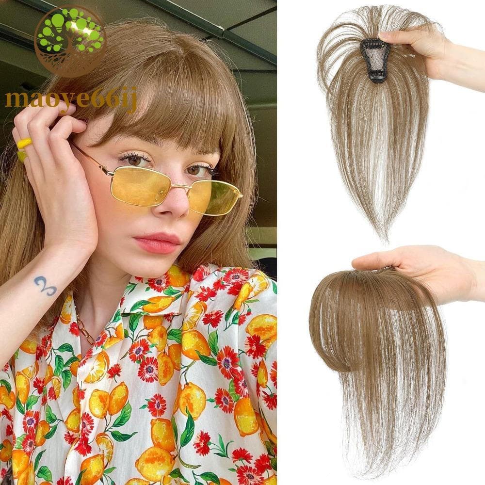 MAOYE66 Toppers De Cabelo Com Franja , Extensão De 100 % Humano 3D Fina , Franjas De Ar , Peças
