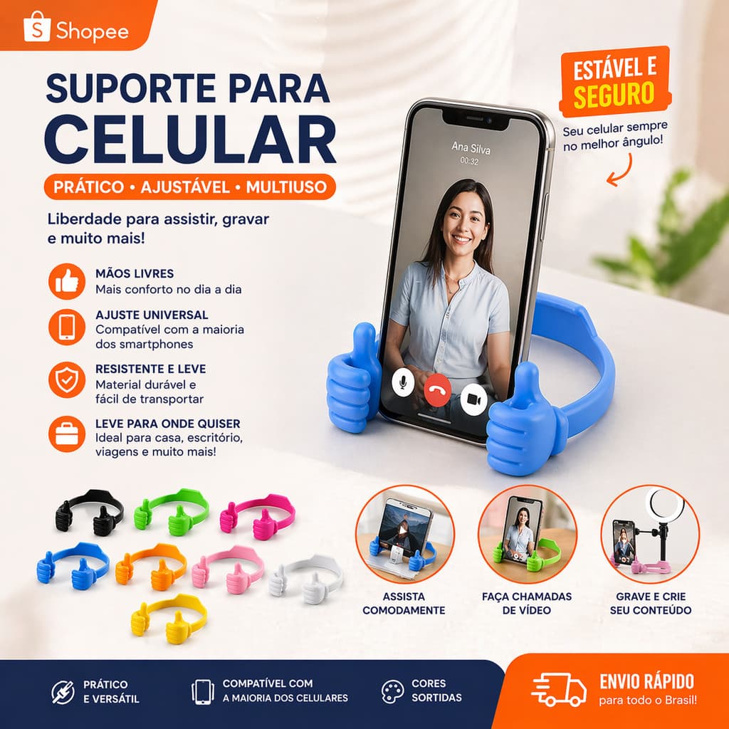 Suporte Mãozinha Celular Ok de Mesa - Suporte Para Celular - Ótima qualidade, envio Sortido.