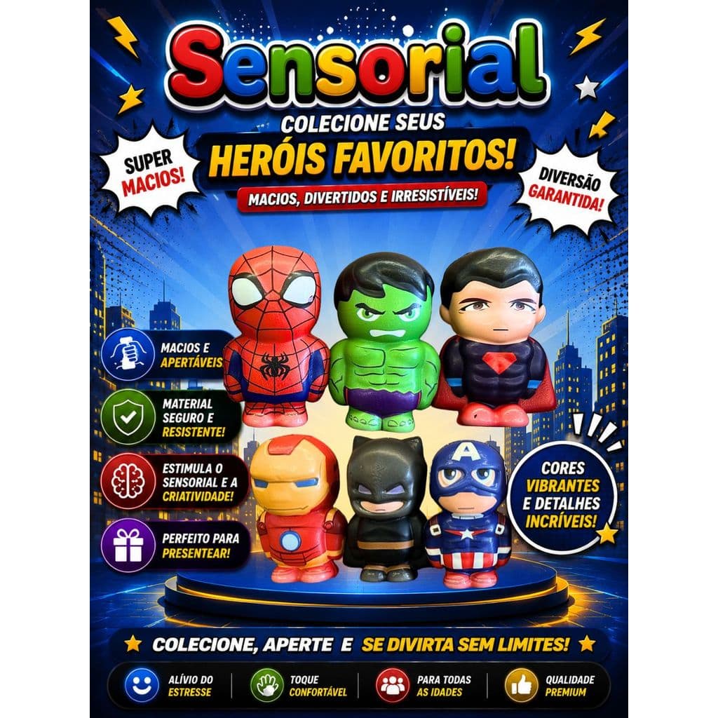 Heróis Anti Estresse Squishy Personagens Diversos Infantil