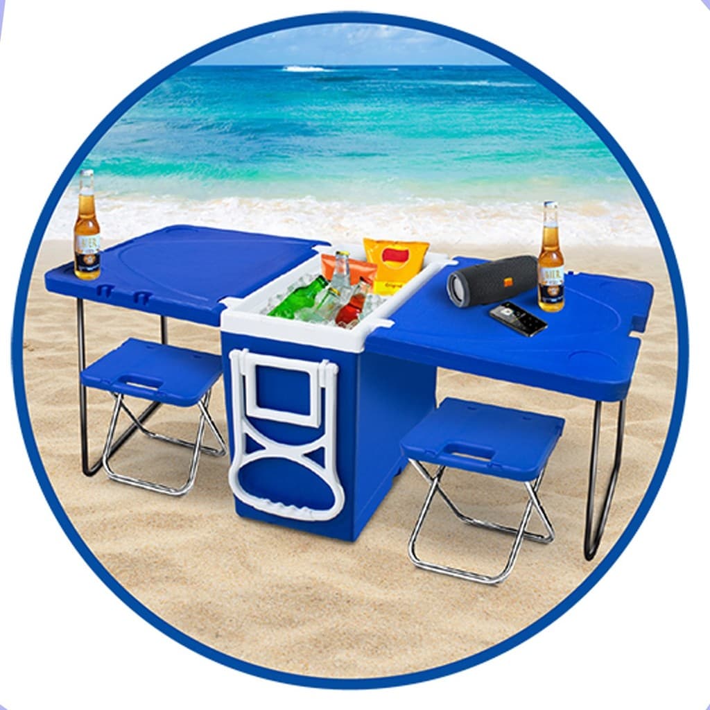 Caixa Térmica 32 L Com Mesa E Cadeira Praia Camping 5 Em 1