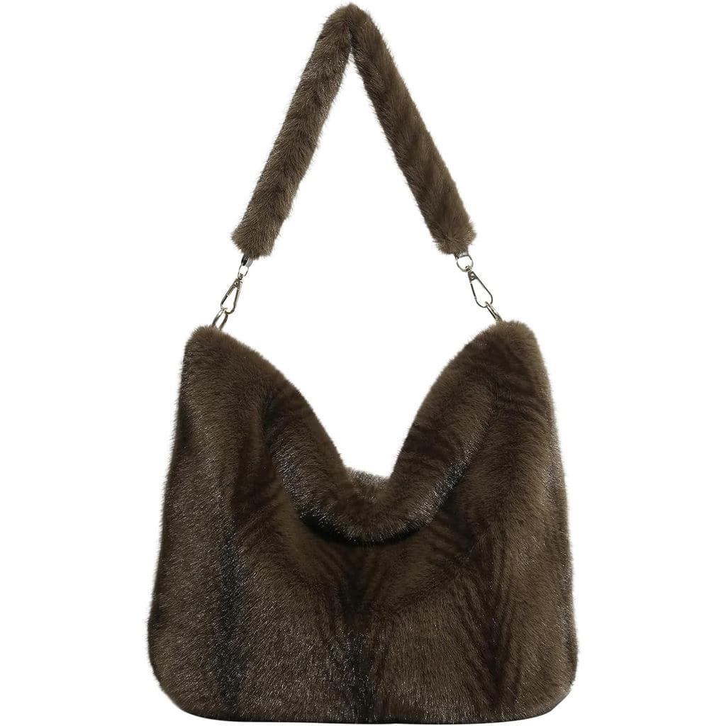 Bolsa Tote Macia de Inverno, Bolsas Felpudas para Mulheres, Bolsa de Pele Sintética, Bolsa de Mão Macia e Peluda, Bolsas