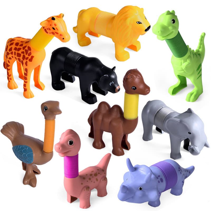 Comércio exterior quebra-cabeça descompressão DIY tubo retrátil variedade forma dinossauro poptube diversão criativa alo