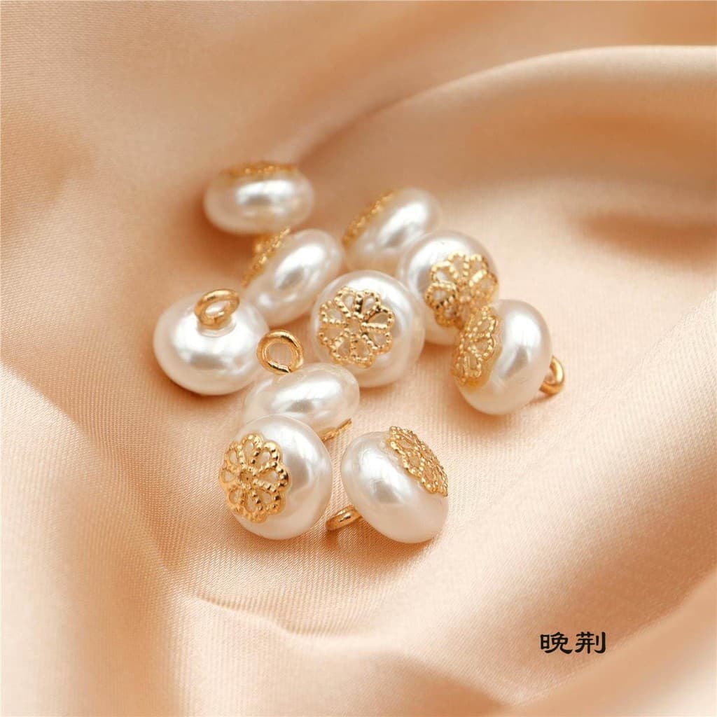 Cheongsam botões cobertos botões antigos branco redondo pérola estilo chinês Metal botões costurados à mão camisa de Chi