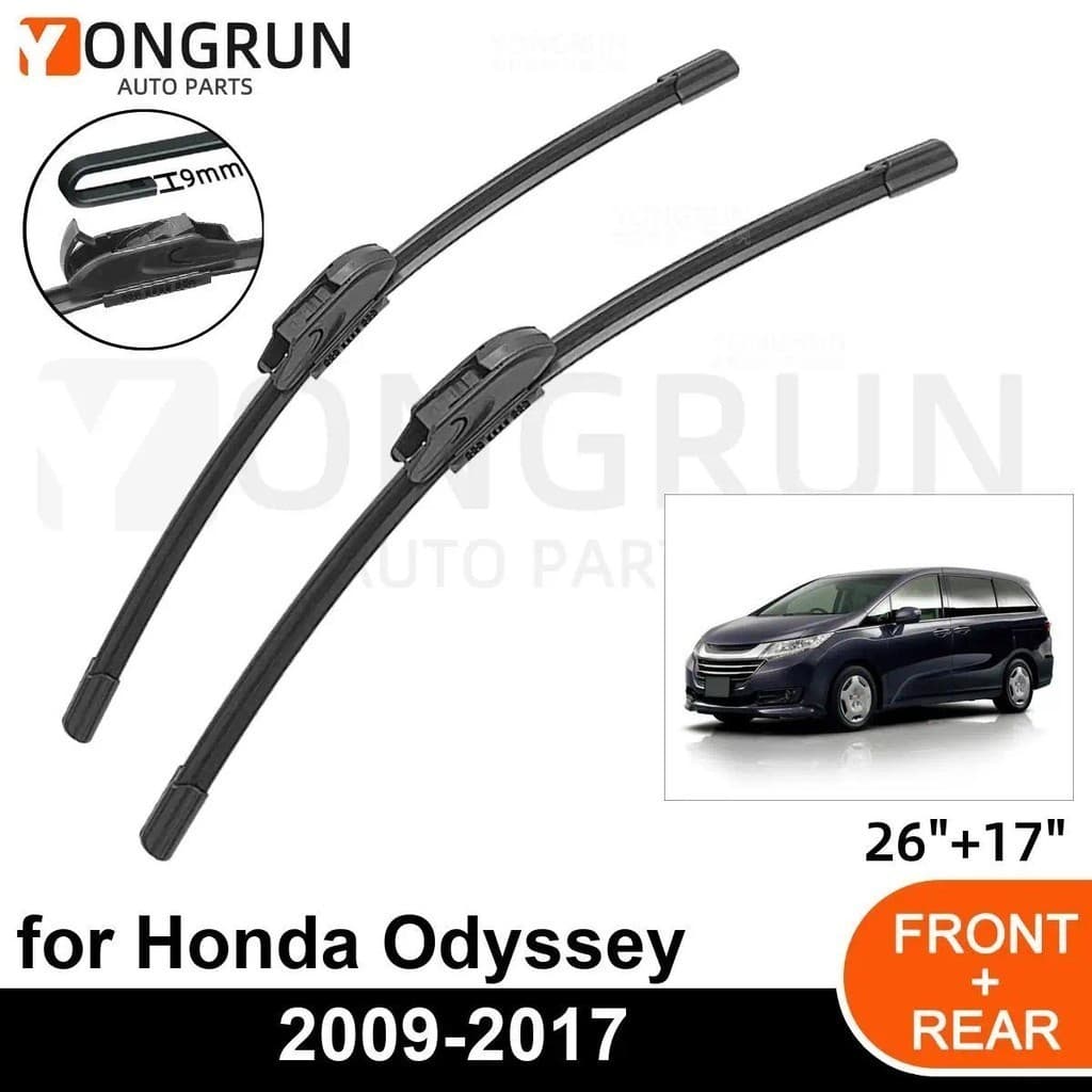 Limpadores De Para-Brisa Dianteiro De Carro , Honda Odyssey 2009-2017 , Lâmina De Borracha 26 " + 17 " , Acessórios