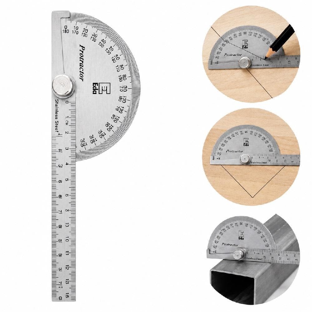 TRANSFERIDOR GRAU INOX 180 GRAUS REGUA MEIA LUA MEDICAO MARCACAO ANGULAR ENGENHEIRO CARPINTEIRO