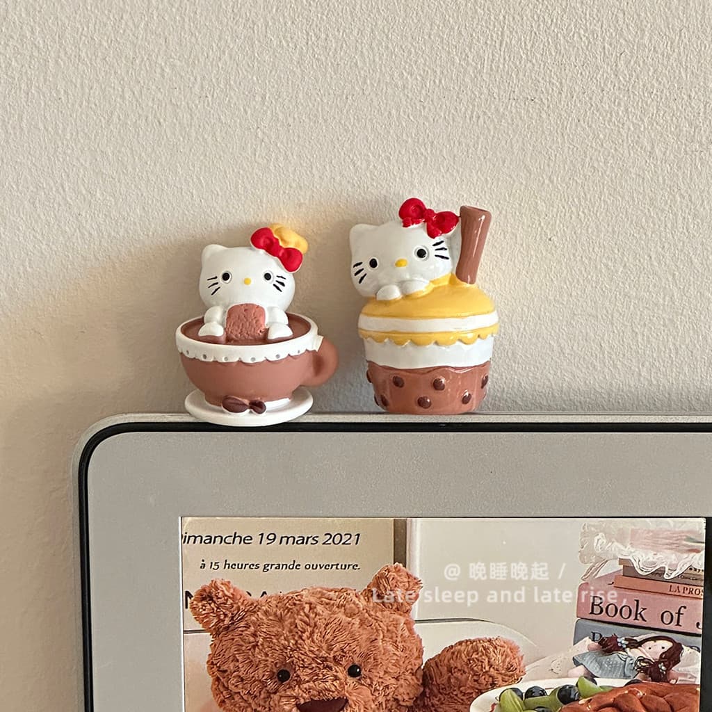 Jogo de mesa fofo de chá da tarde!Enfeites de local de trabalho para computador de escritório, ornamentos de decoração d