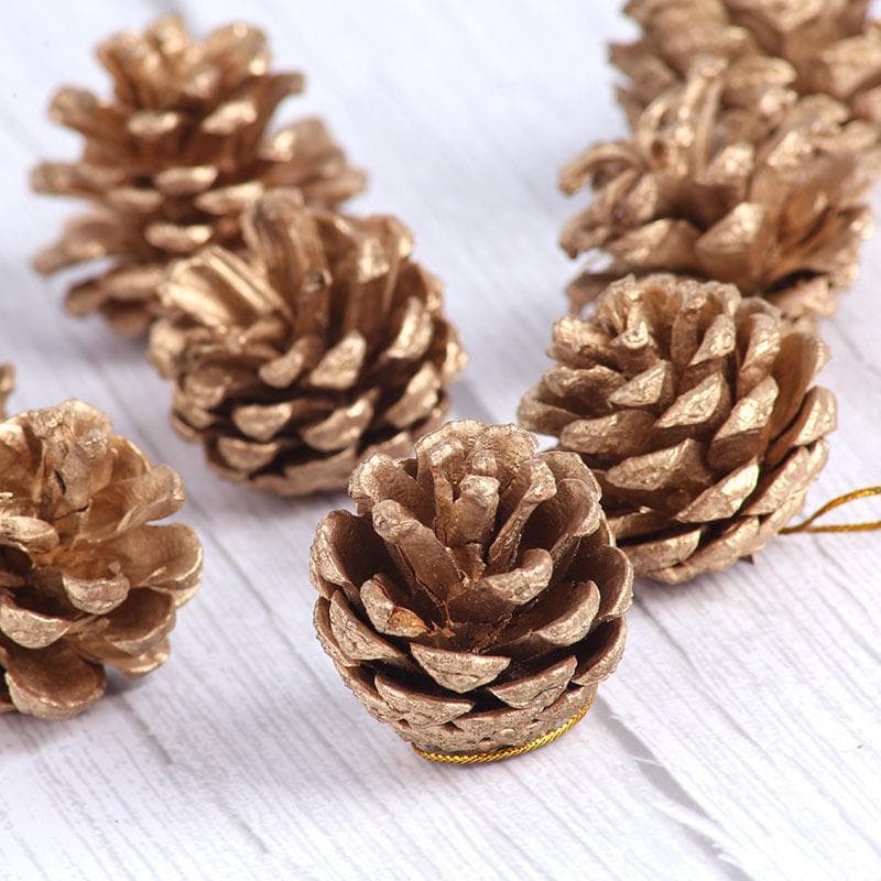 Decorações de natal dourado pinhas de natal flores secas atacado decoração da árvore de natal pingente guirlanda DIY Gad
