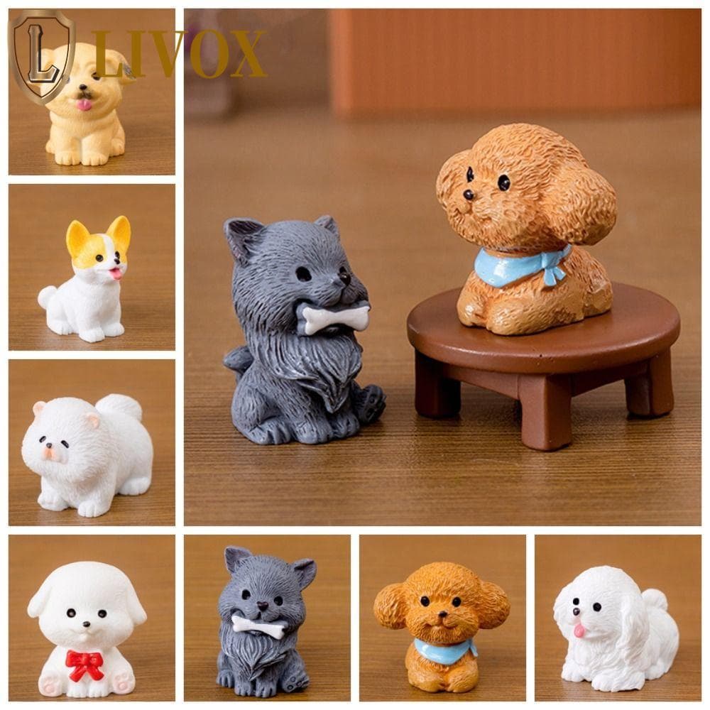 Estatuetas De Animais LIVOX , Miniaturas De Cachorro Fofas Realistas De Desenho Animado , Micro Ornamentos De Paisagem D