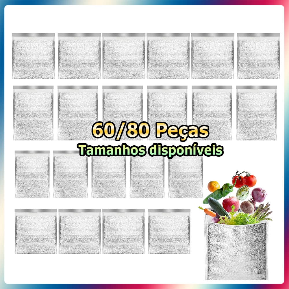 60/80 Saco térmico com revestimento papel-alumínio saco térmico fecho automático saco térmico impermeável transporte