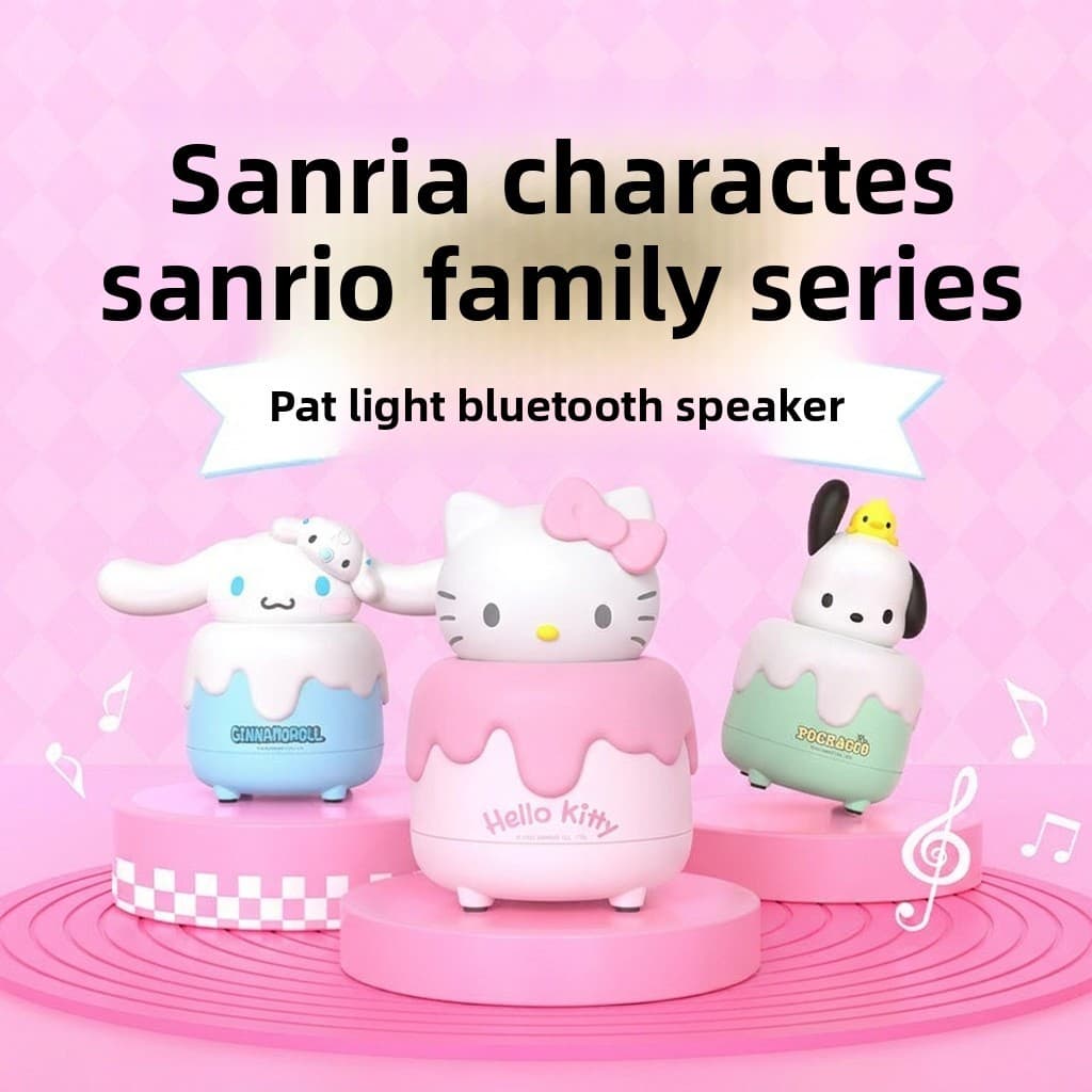 Venda quente Sanrio Kuromi alto-falante Bluetooth bonito áudio sem fio luz noturna Mini Silicone luz lâmpada de cabeceir