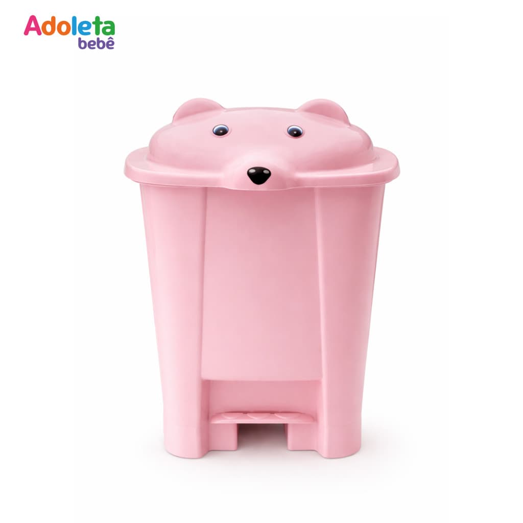 Lixeira Infantil Adoleta | Ursa Rosa | 12 Litros | Com Pedal
