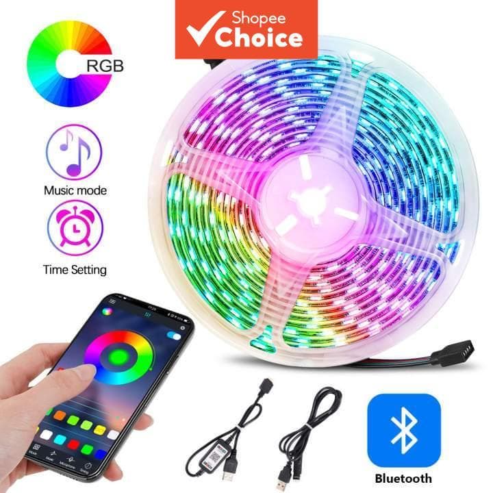 Fita de LED RGB com USB e Controle Remoto – Luz Branca Quente para Decoração DIY de Quarto, Sala, TV e Cozinha