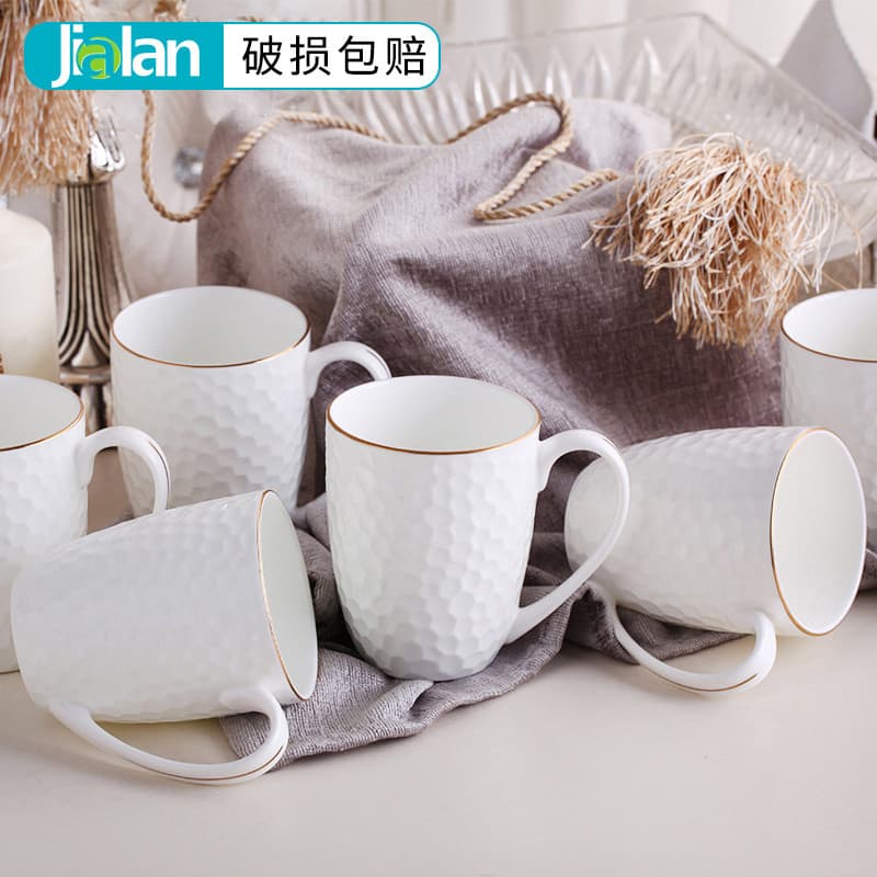 Jialan osso China copo de água caneca cerâmica Phnom Penh branco puro copo de escritório doméstico beber xícara de chá e